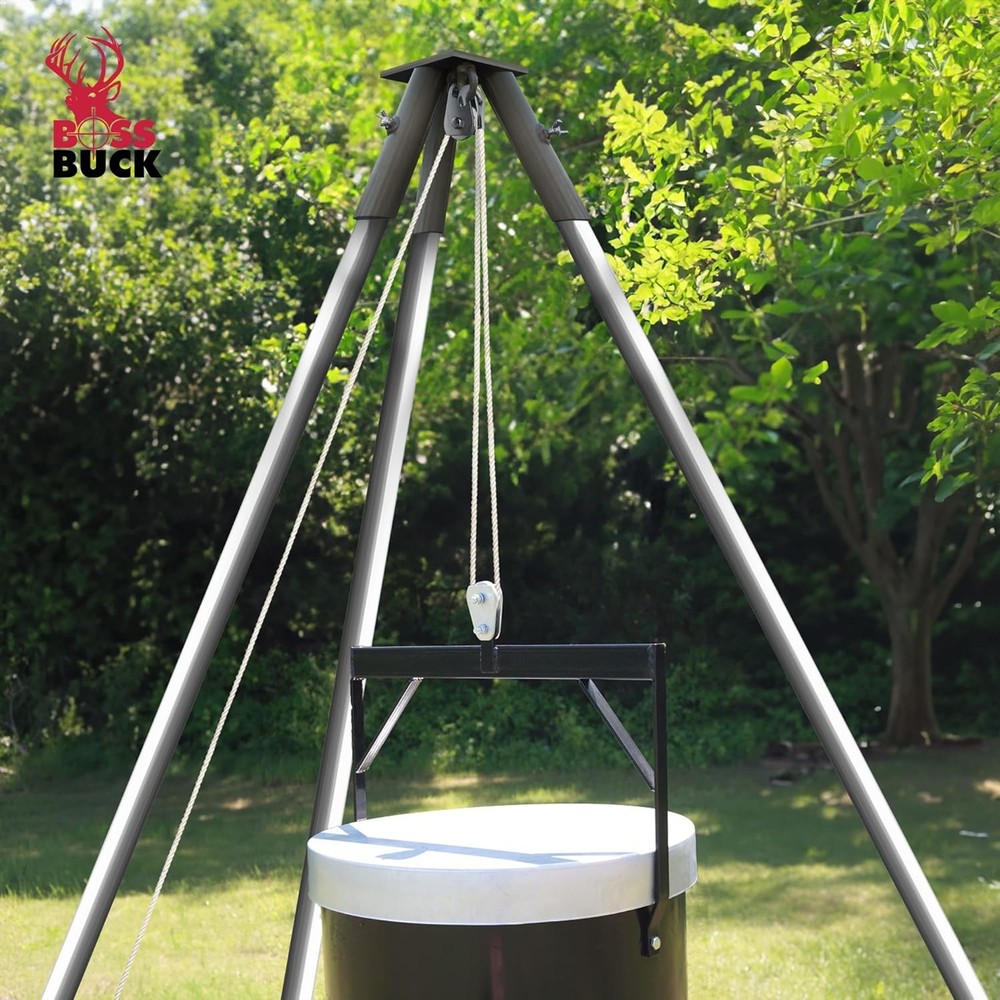Tripod Header with Pulley for Deer Feeder System Attachment (Feeder Excluded)