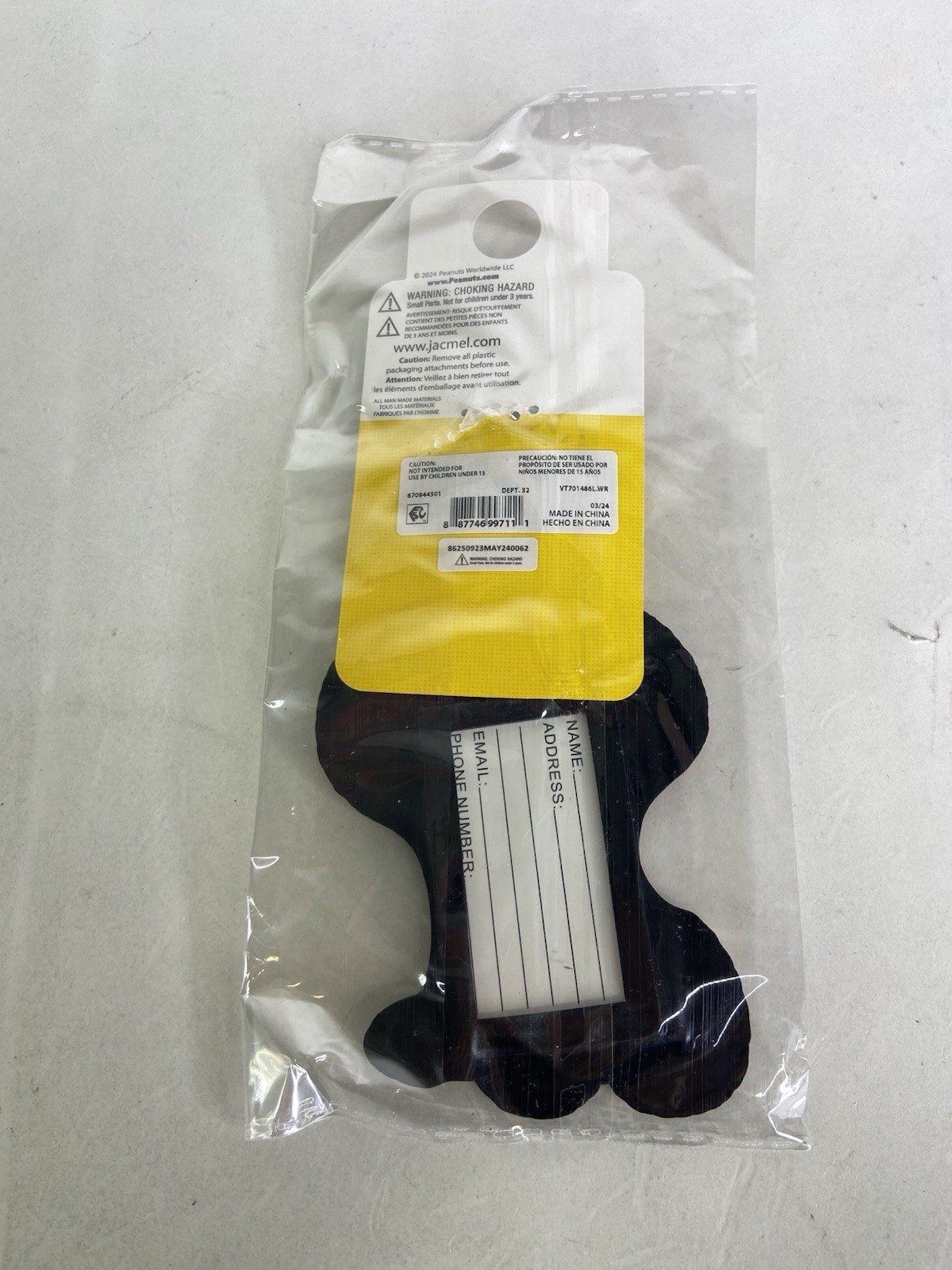 Peanuts Snoopy Woodstock Luggage Tag Rubber Travel ID Tag NEW