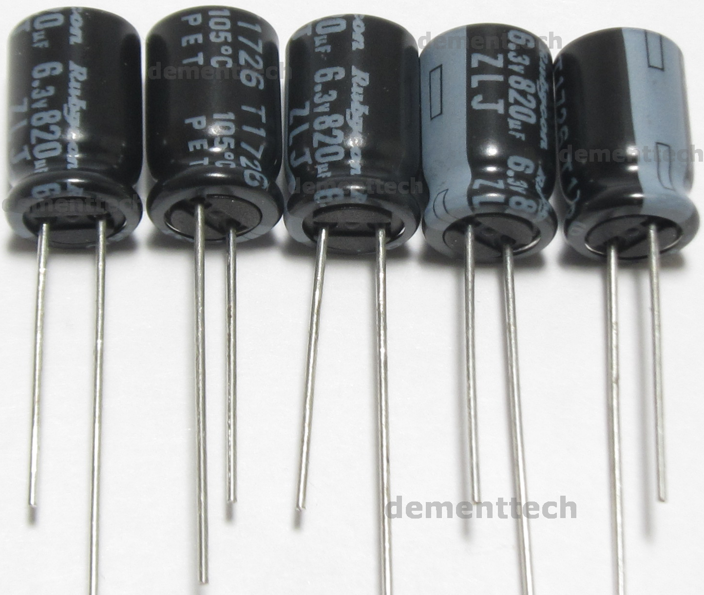 5x Rubycon ZLJ 820uF 6.3V Low-ESR Impedance 105C radial capacitors caps 8mm