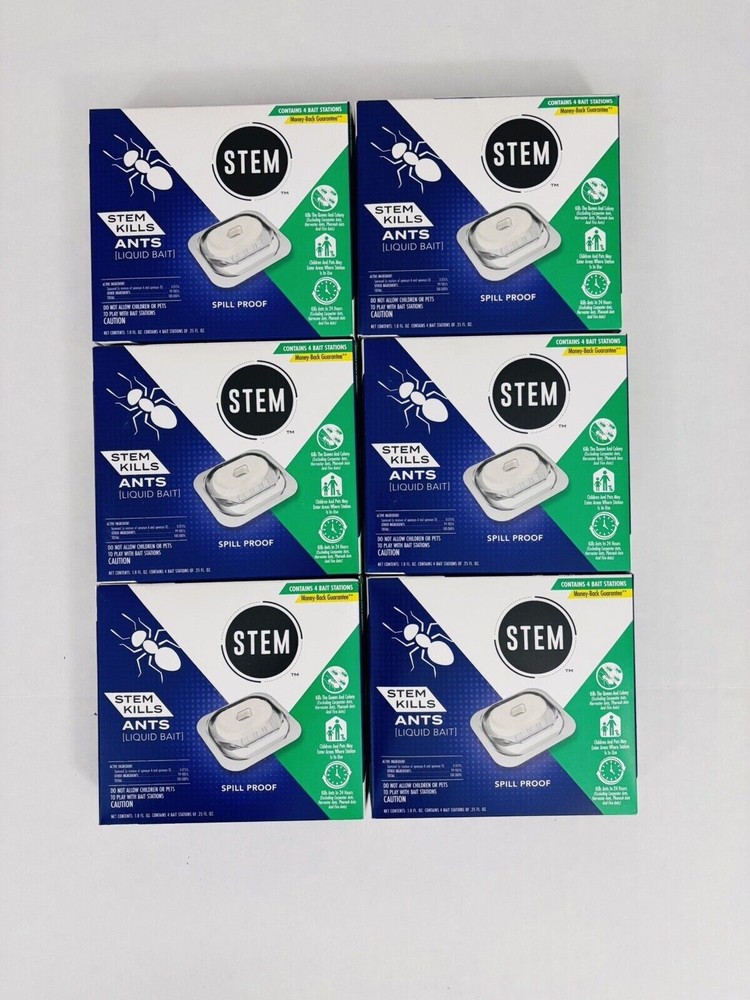 6 New Boxes Stem Ant Liquid Bait (4 Each Pack) 24 Stations Total