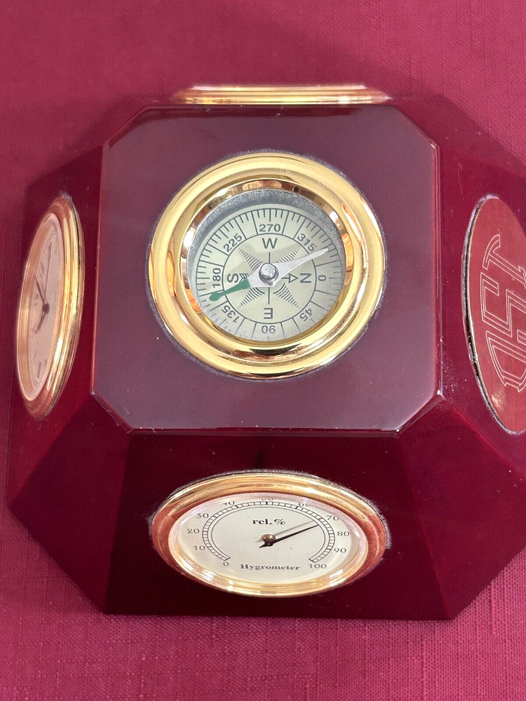 Clock Hygrometer Thermometer Compass combo Swivel Desk accessory