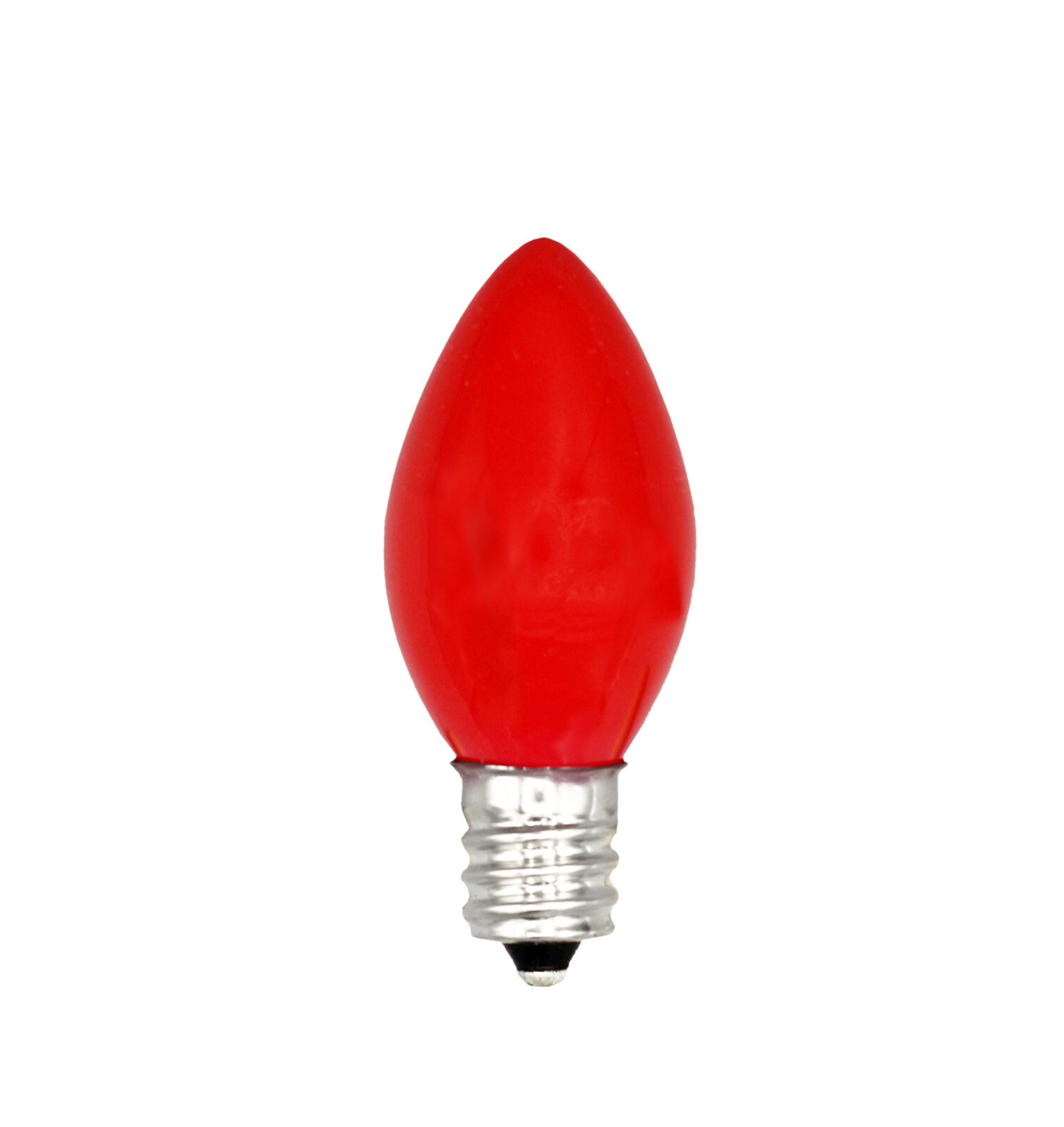 Box of 25 Light Bulbs - C7, Steady Burning- Opaque Red - 7 Watt, Nickel Plated