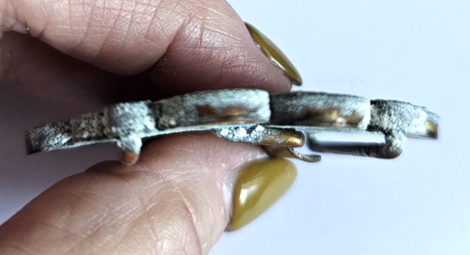 Antique Italian MICRO MOSAIC Brass 2-Piece BELT -Sash BUCKLE-Brought from Italy