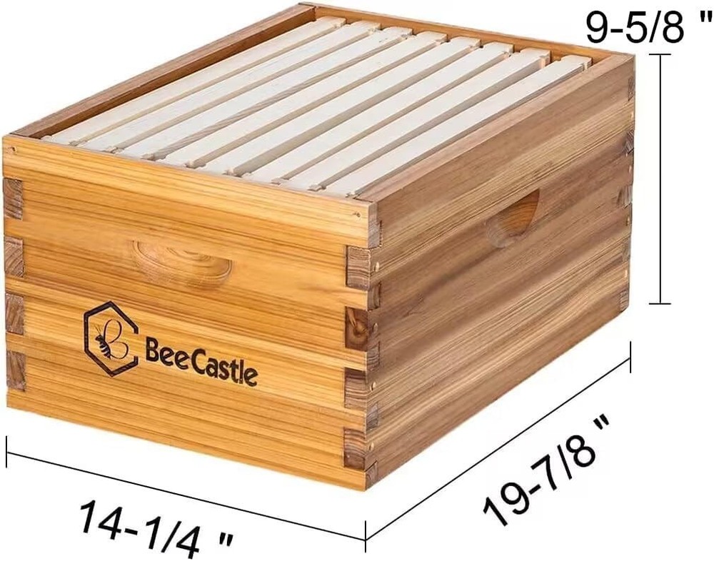 Heavy Wax Coated 8 Frame Langstroth Beehive Setup with Easy Assembly