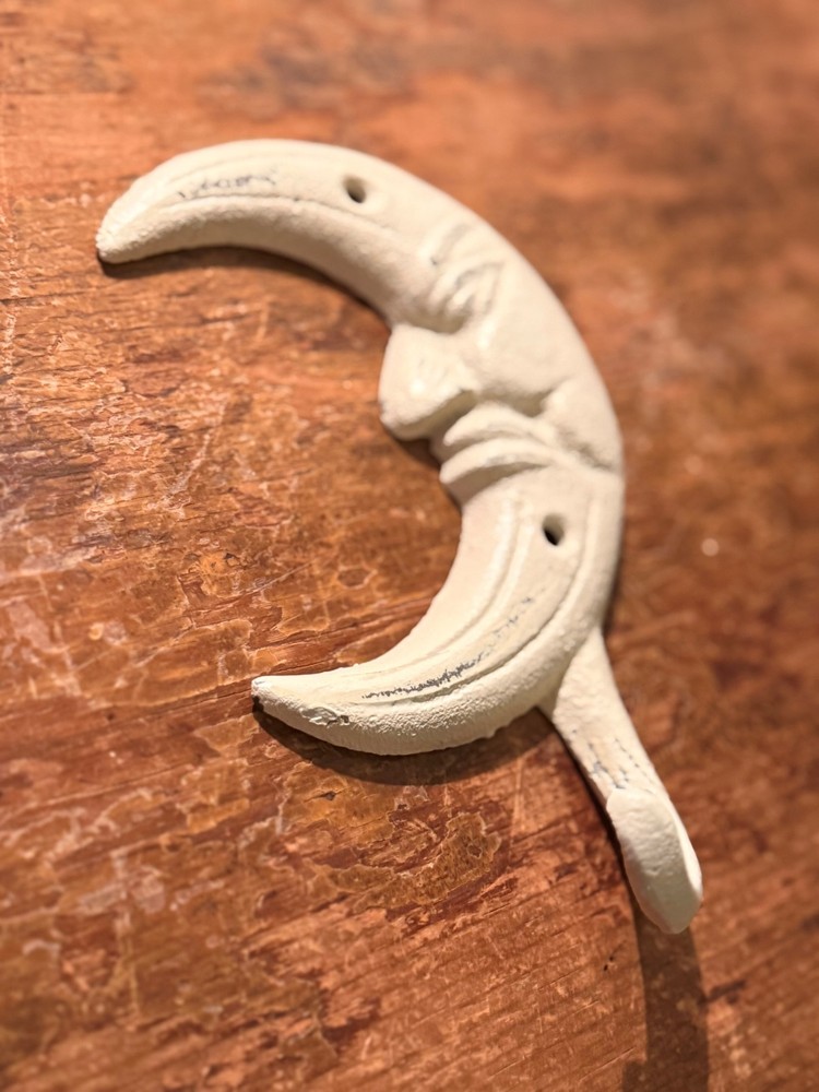 Americana Rustic Cast Iron Wall Crescent Moon Hook / Key Holder