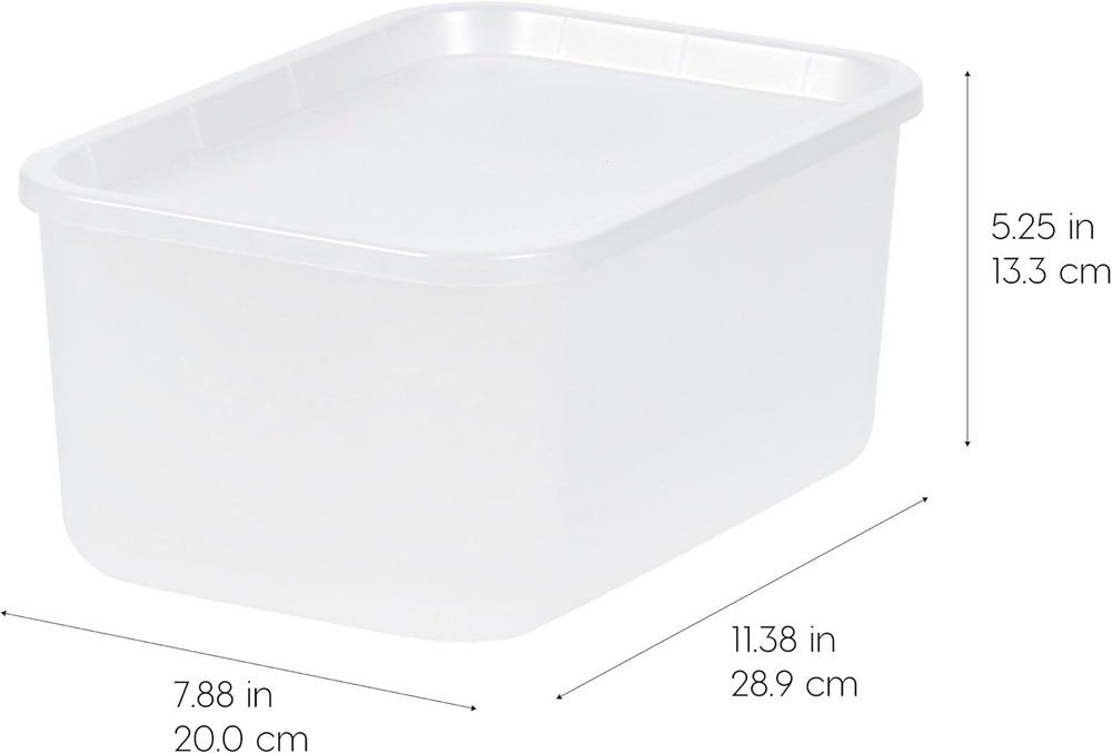 IRIS USA 7 Qt. Plastic Basket Storage Bins W/ Lids Small 4-Pack Stackable Lidded