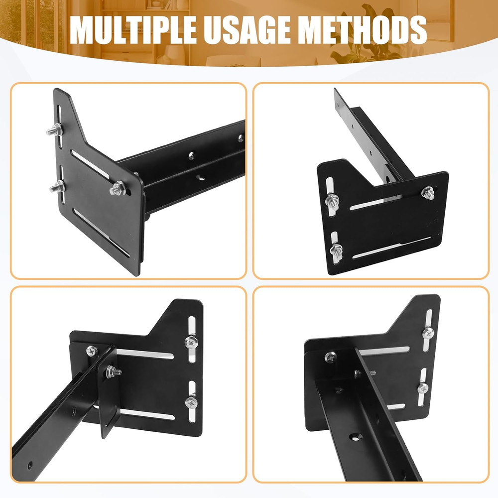 2Pcs Queen Bed Headboard Attachment Plates with Hardware Matte Black