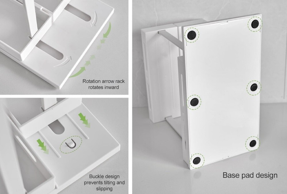 Spice Rack Save Space Foldable Rotating Multi-Function Sage Green - A0067