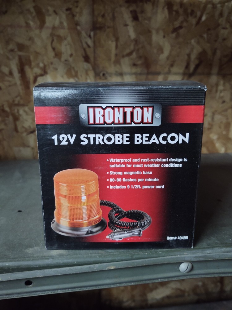 Ironton 12v Strobe Beacon, Waterproof with Magnetic Base
