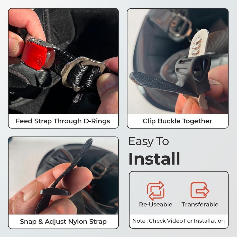 Helmet Chin Strap Quick Release Kit - Fits Most D-Ring Helmets, Easy Install