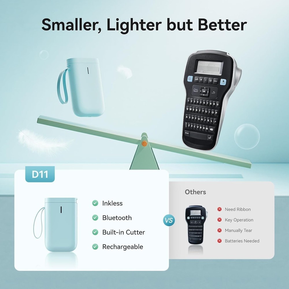 DEEPIN D11 Label Maker Machine Portable Bluetooth Label Maker with Tape, Ther...
