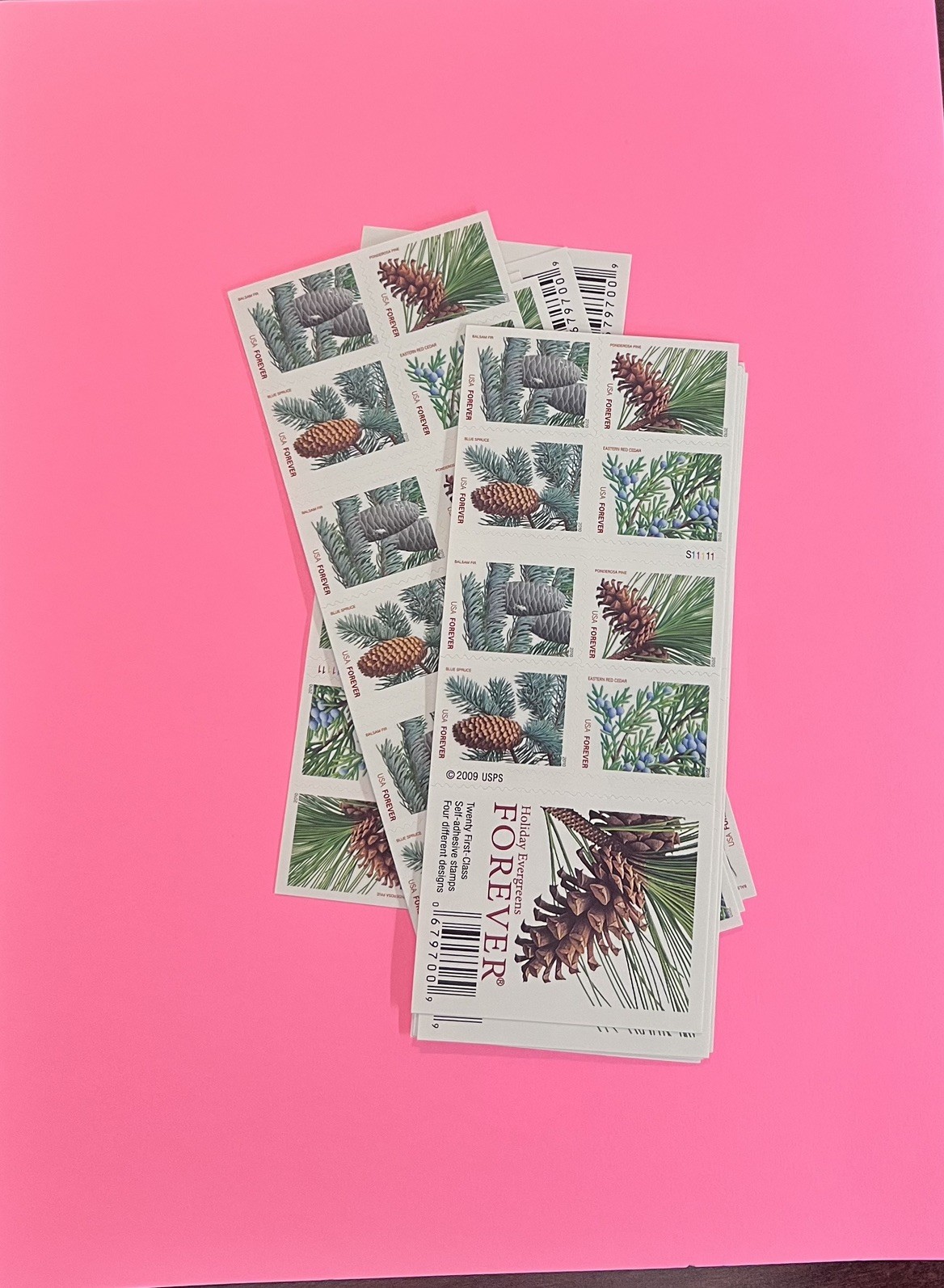 Lot of 200 Pine Trees Stamps New 10 Books Pine Cones