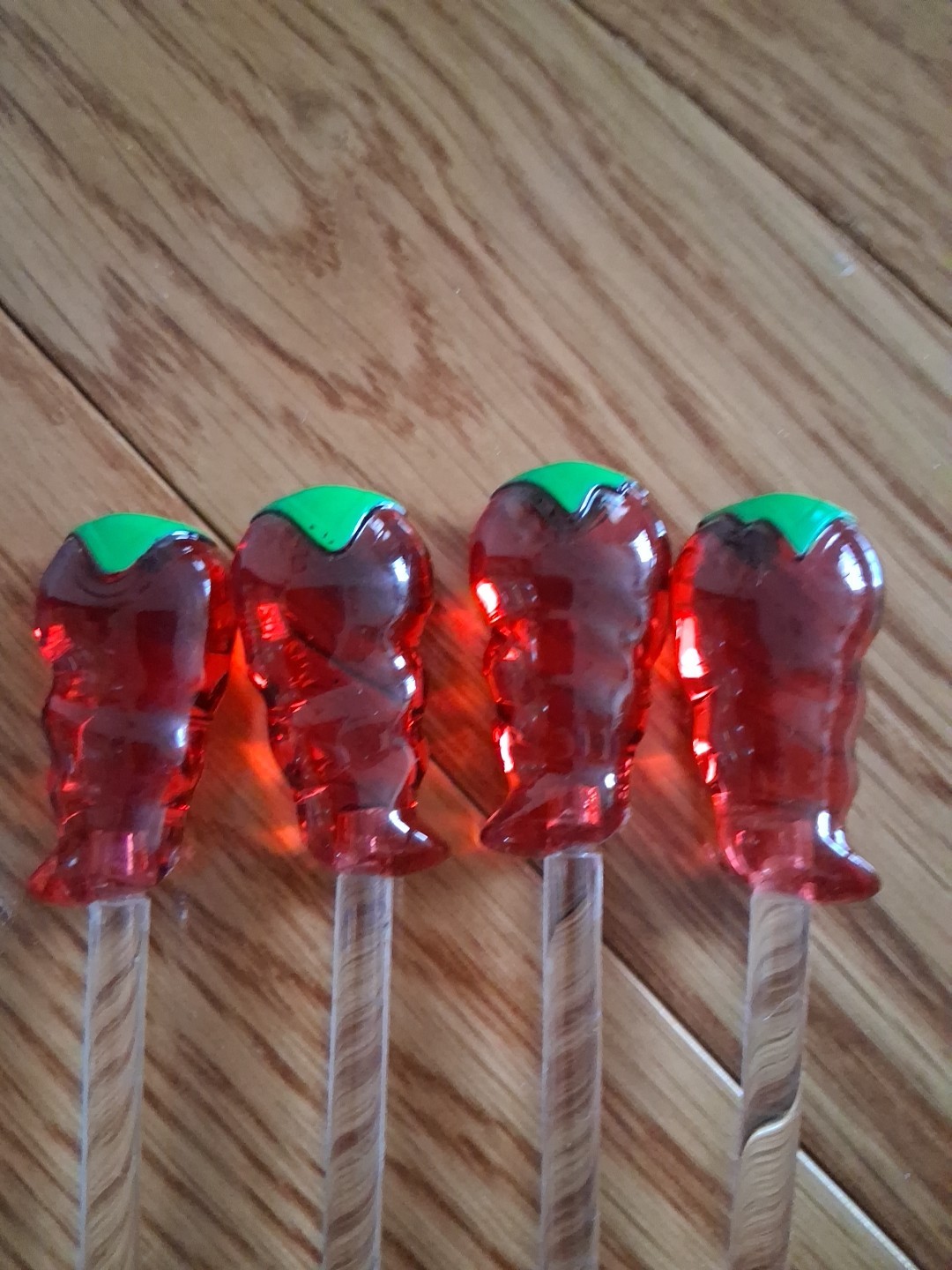 Vintage acrylic margarita pitcher with 4 stir sticks Peppers MCM