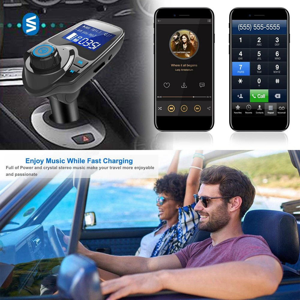 Wireless Car FM Transmitter Radio Adapter Mp3 Player AUX In Dual USB Charger