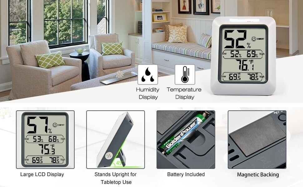 Digital Thermometer Hyg​rometer Incubator Hatching Eggs MAX MIN Memory LCD Hydro