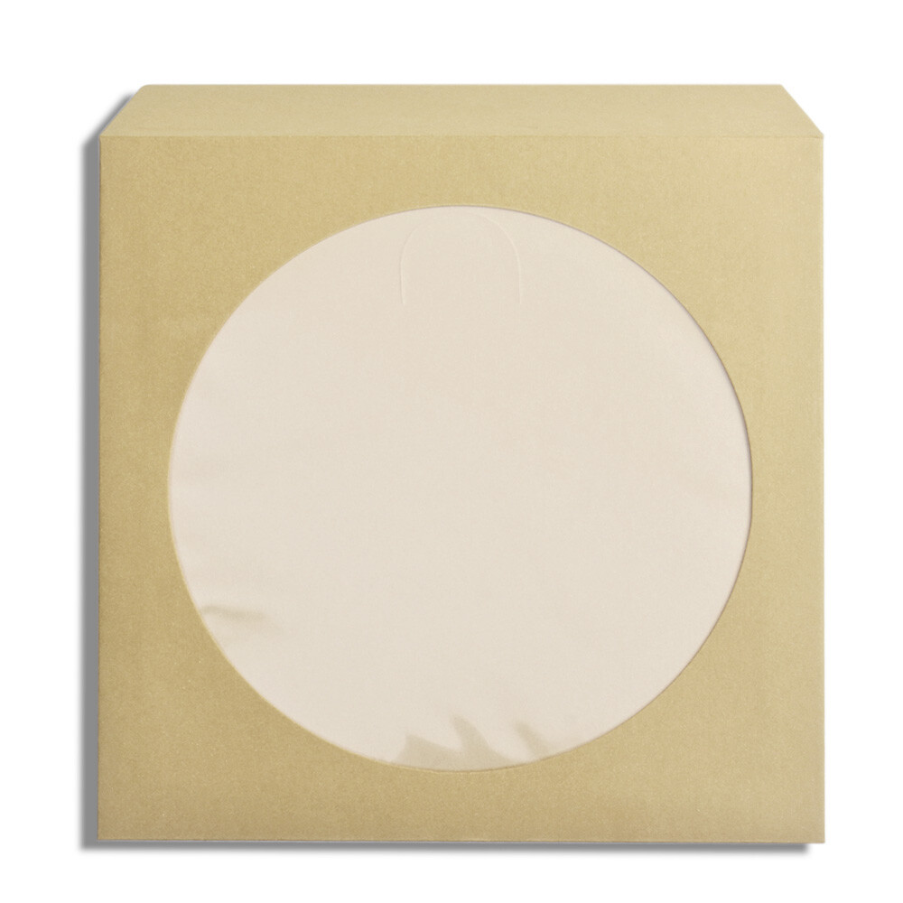 100 Pack CD DVD Thick Paper Sleeves Envelope Case with Window Cut - Beige