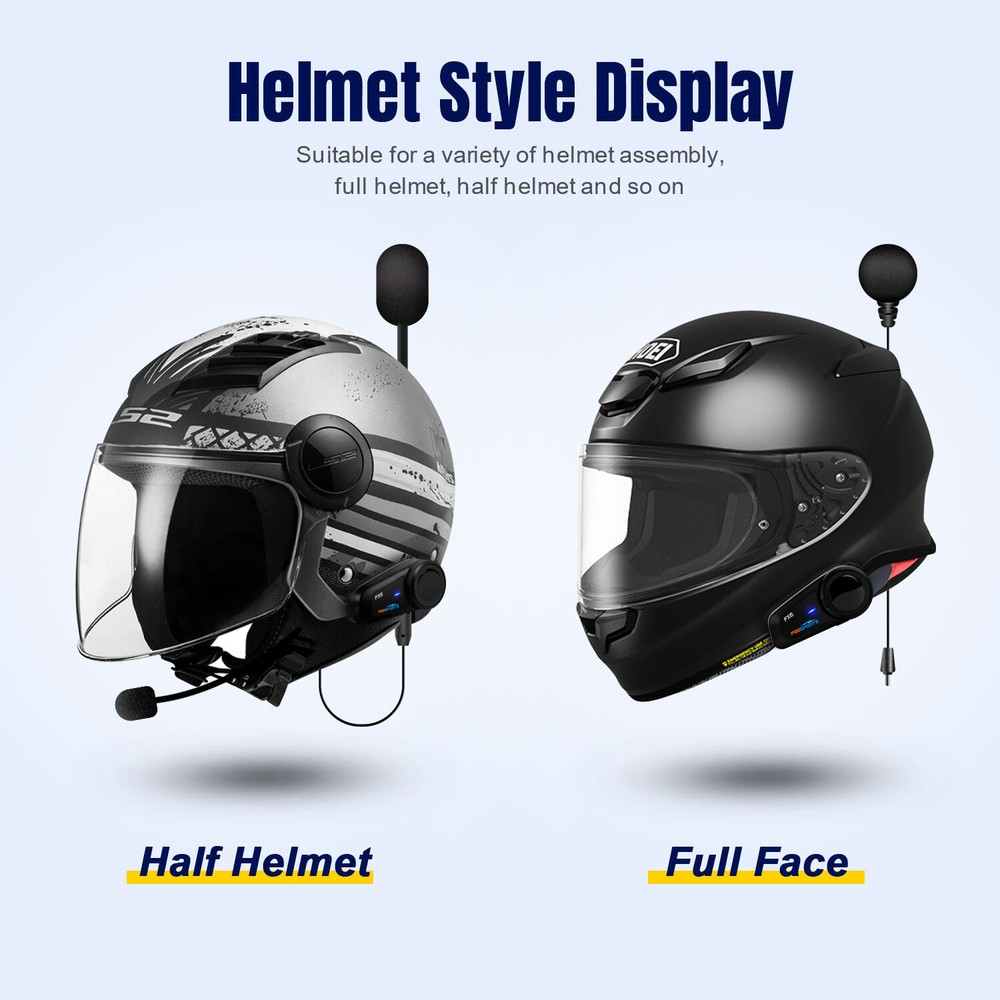 3x FX6 Motorcycle Intercom Helmet Bluetooth Headset 6 Riders Group Communication