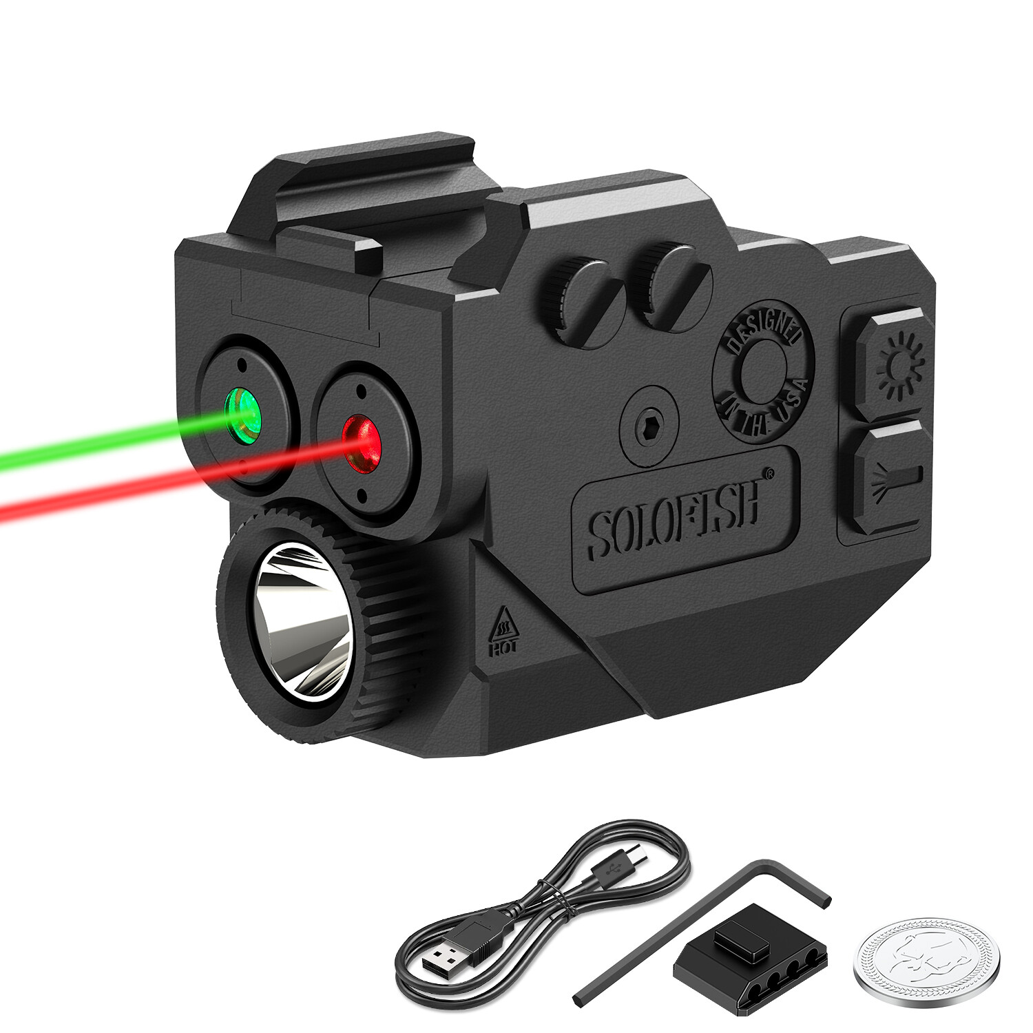 SOLOFISH Dual Laser Sight Purple/Green/Red for Pistol Picatinny Rail Mounted