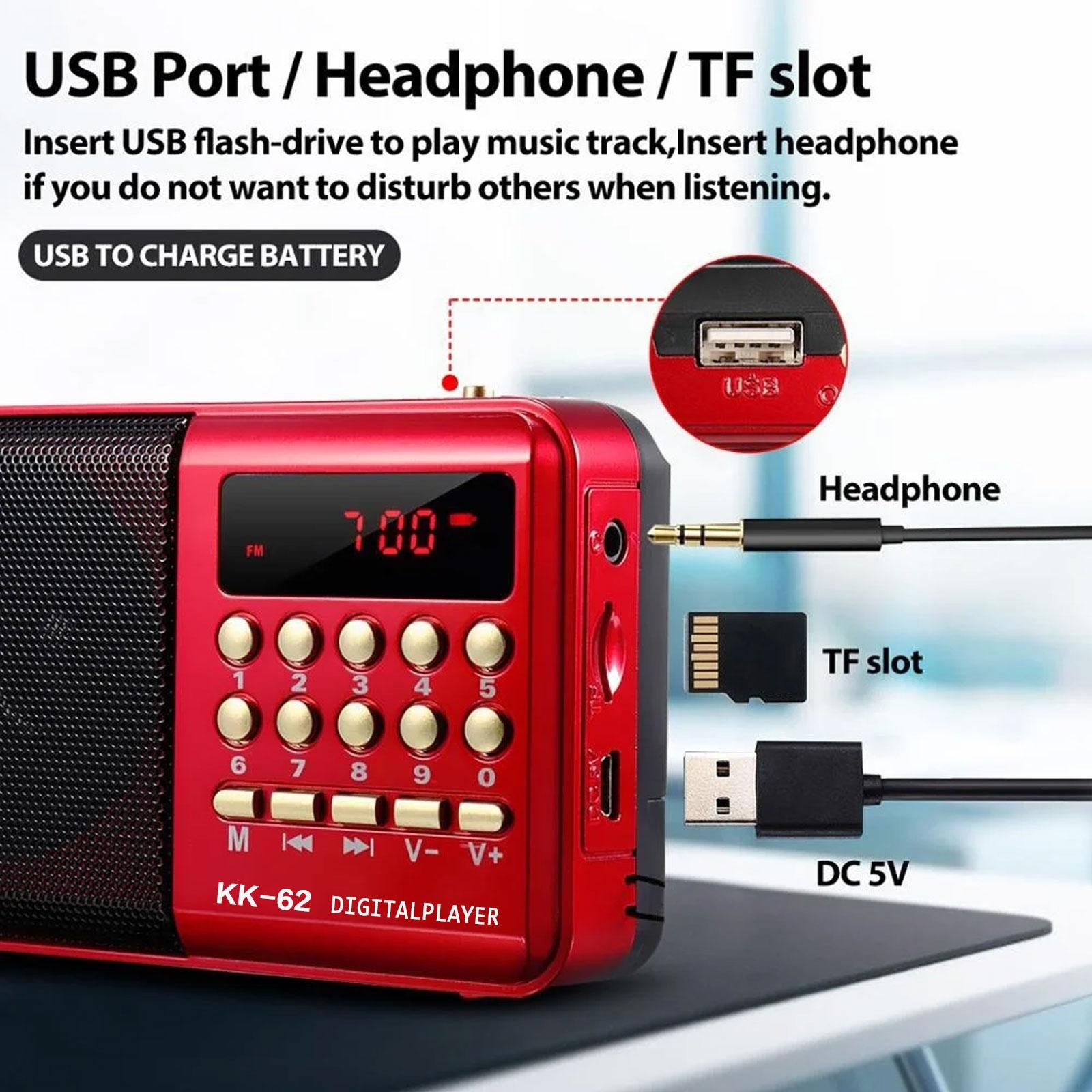 Portable Mini FM Radio Rechargeable USB TF MP3 Player Speaker