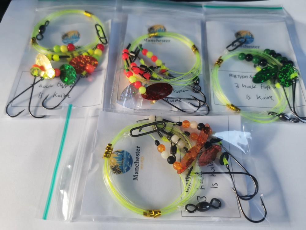 4x 3 hook flapper sea rigs Amnesia & Koike Classic hooks