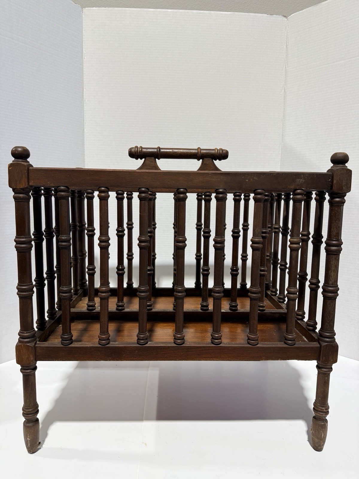 Solid Walnut Victorian Magazine Rack / Magazine Stand
