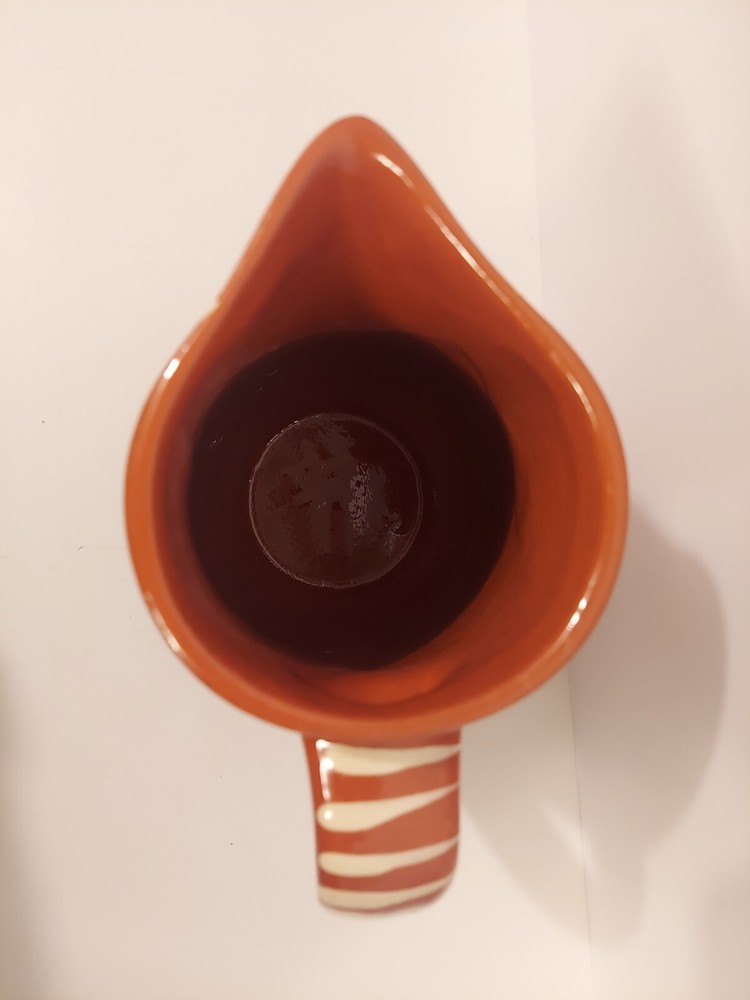 Glazed Handpainted Earthenware Pitcher 7 Inches