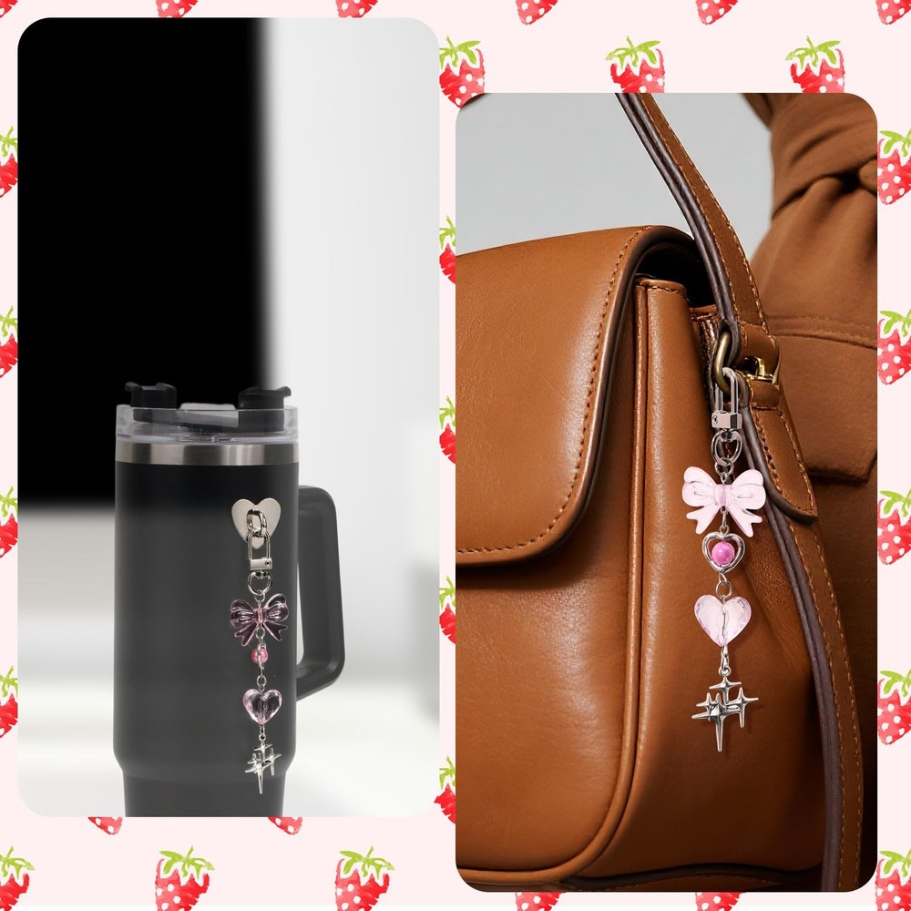 Charm Chains for Kindle, Delicate Cute E-Reader Medium, silver, pink