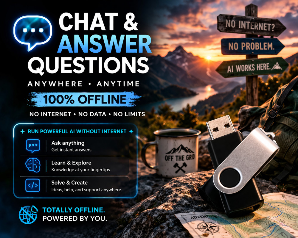 Offline AI Assistant USB – Local AI Chat Tool | No Internet Required | Privacy