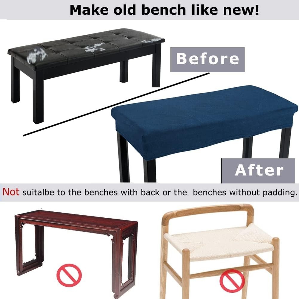 Soft Navy Blue Velvet Cover for Piano Benches & Rectangular Stools - Medium Size