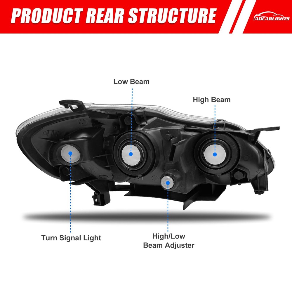 Compatible with 2003 2004 2005 2006 2007 2008 Toyota Corolla Headlight Assemb...
