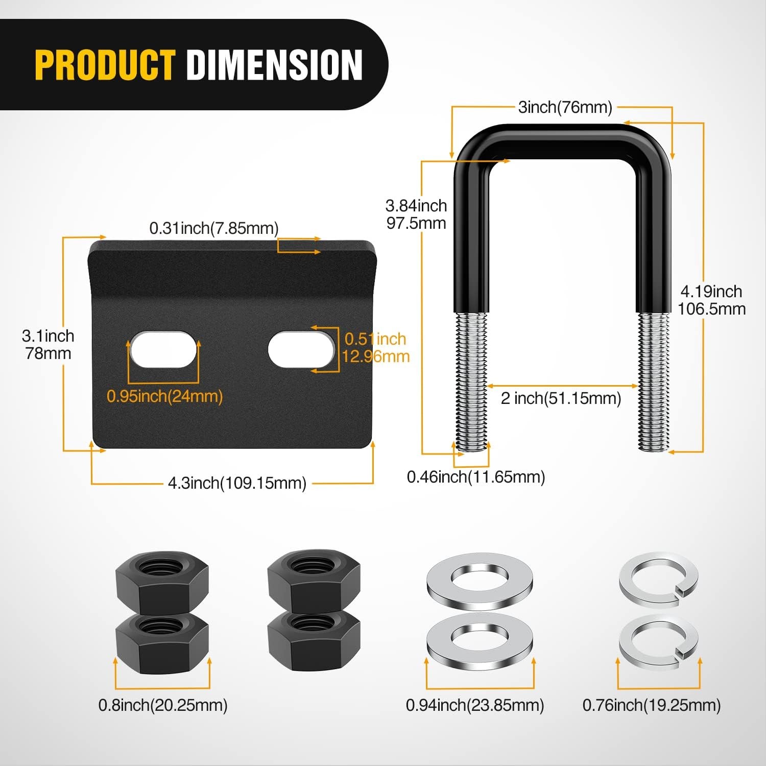 Nilight Dual Hitch Extender to 10 Inch Max Extension Length with Hitch Tightener