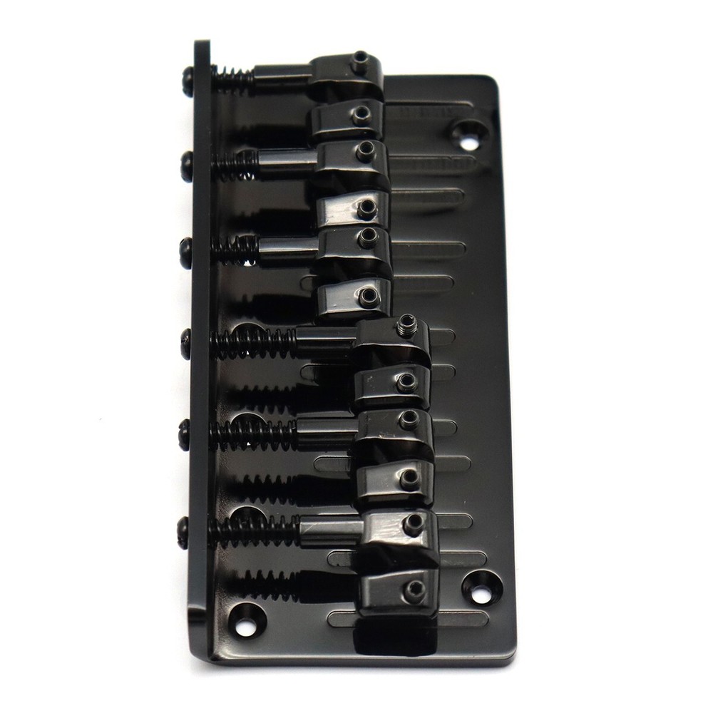 6 String Metal Fixed Bass Bridge L-Shaped Saddle Bridge Top Load Tailpiece Black