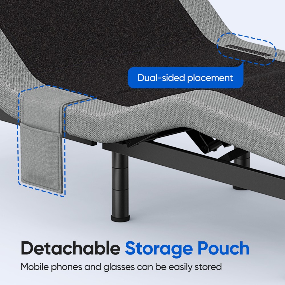 Advanced Adjustable Bed Frame Base With Massage Backlit Remote Dual Quiet Motor