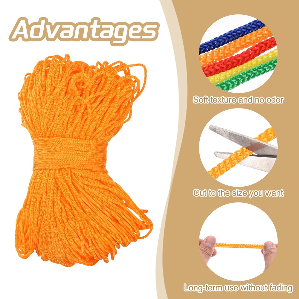 Macrame Cord 2.5mm x 219 Yard, Polyester Macrame Rope Twisted Yarn-Orange