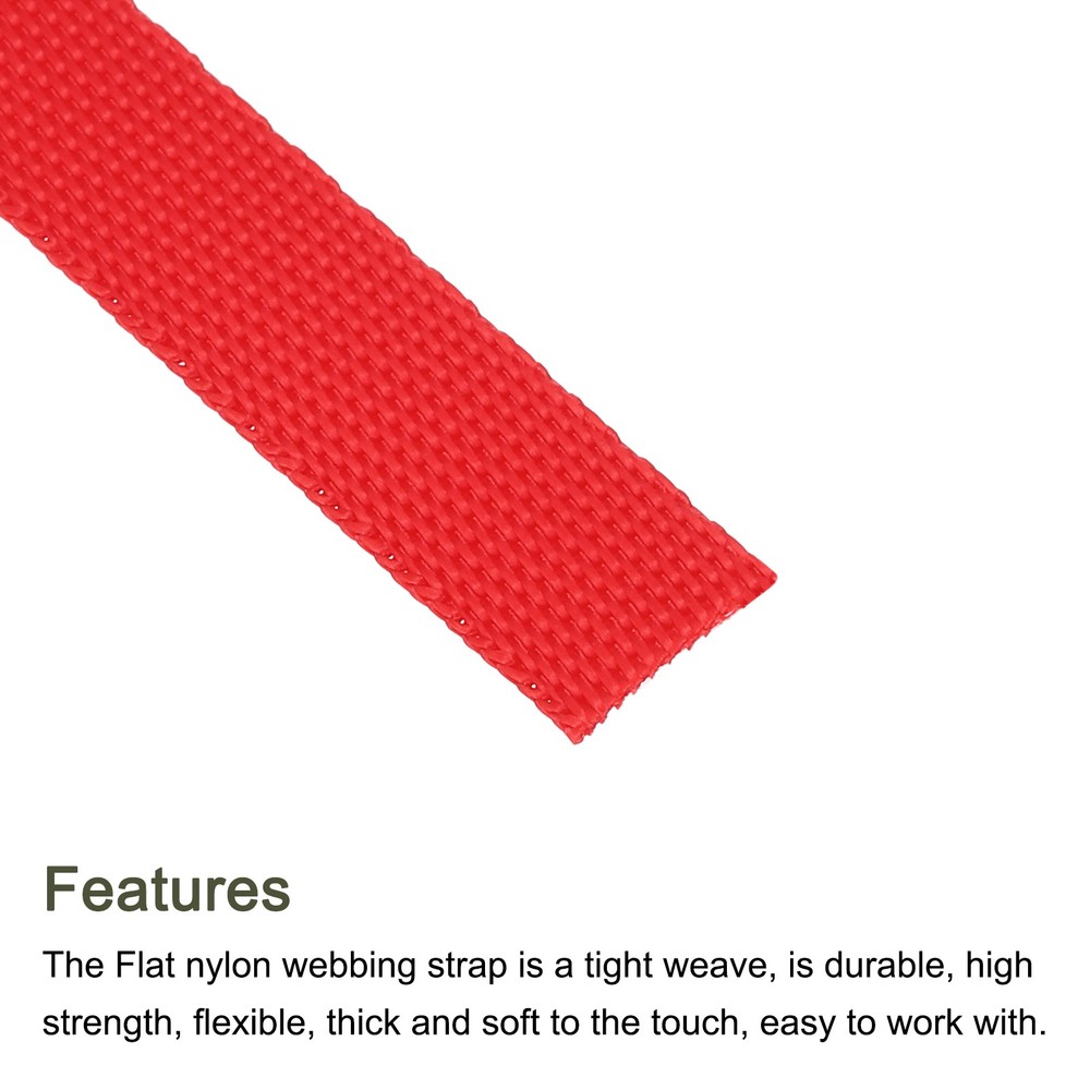 Flat Nylon Webbing Strap 3/8 Inch 10 Yards Bright Red for Backpack