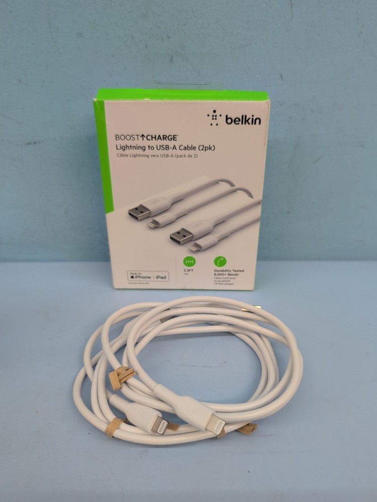 Belkin BoostCharge Lightning to USB A Cable 2 Pack MFI Certified White