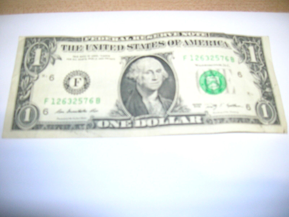 2009 F $1 ONE DOLLAR BILL alignment errors on to Serial F12632576 B