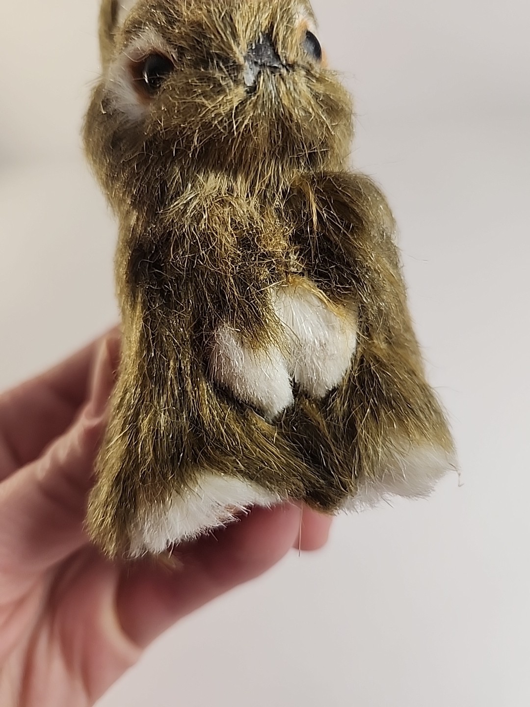 Vintage Realistic Rabbit Bunny Figure Easter Spring Faux Fur 4" Brown