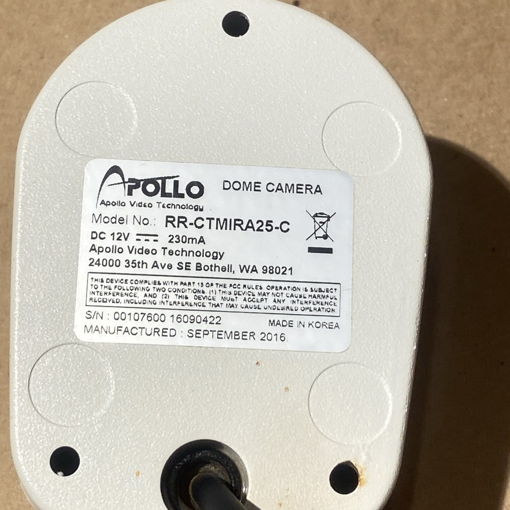 Apollo Video Technology RR-CTMIR25-C Camera