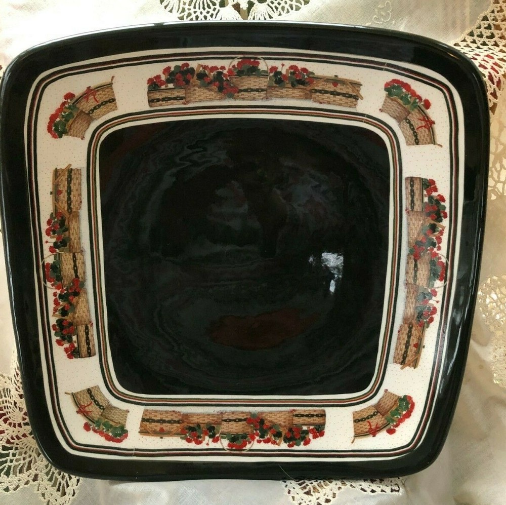 PAT RICHTER SQUARE CERAMIC PLATTER - GERANIUMS