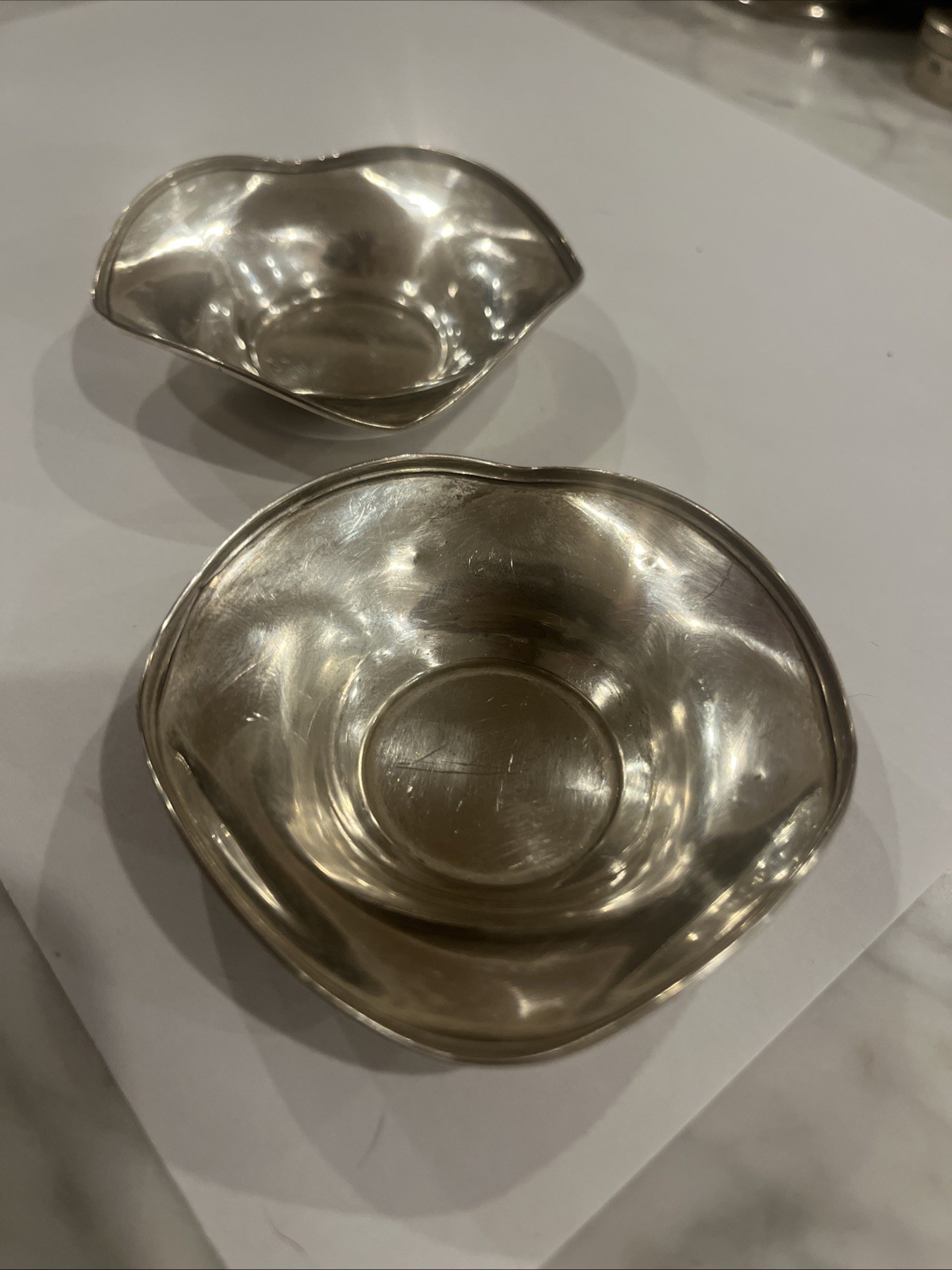 Pair Vintage STERLING SILVER SALT CELLARS Bowl Dishes 30 Grams 2.75”