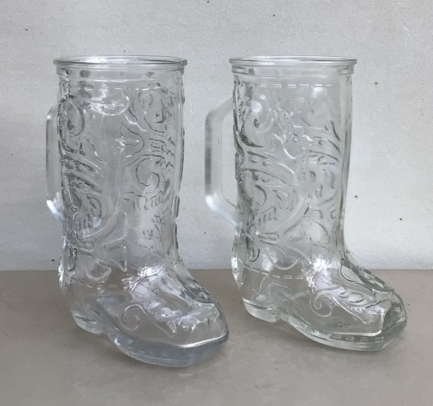2 Vintage COWBOY BOOT CANDY CONTAINER MUGS 6” Tall