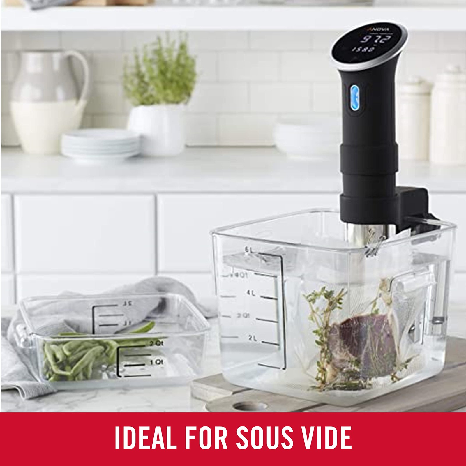 Commercial Products Space Saving Square Food Storage Container 12 Quart Clear...