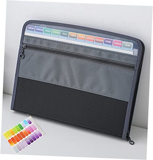 Expanding File Folder, 13 Pockets Document Organizer with Zipper, A4 Black
