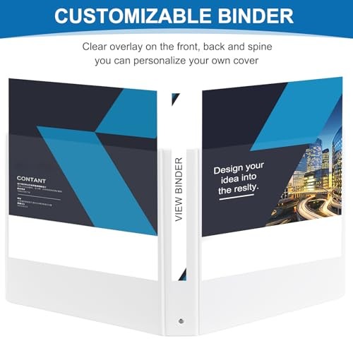 1.5-Inch 3-Ring Binder with Pockets, 1-1/2’’ Clear View Binders 1.5 Inch White