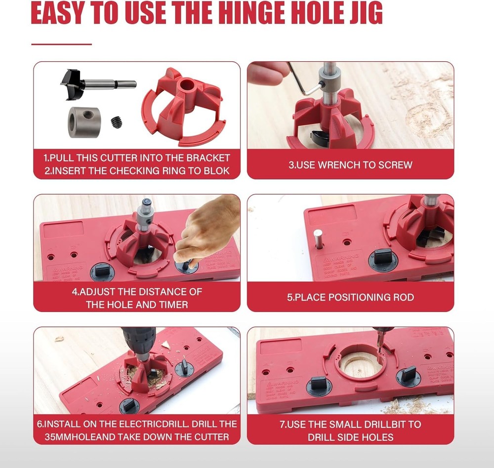 35mm Hinge Drilling Jig Hole Guide Woodworking Tools, Concealed Hinge Jig for...