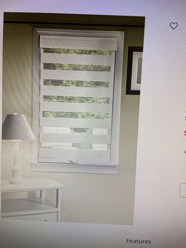 35x72 Celestial Cordless Sheer Doubled Layered Window Shade