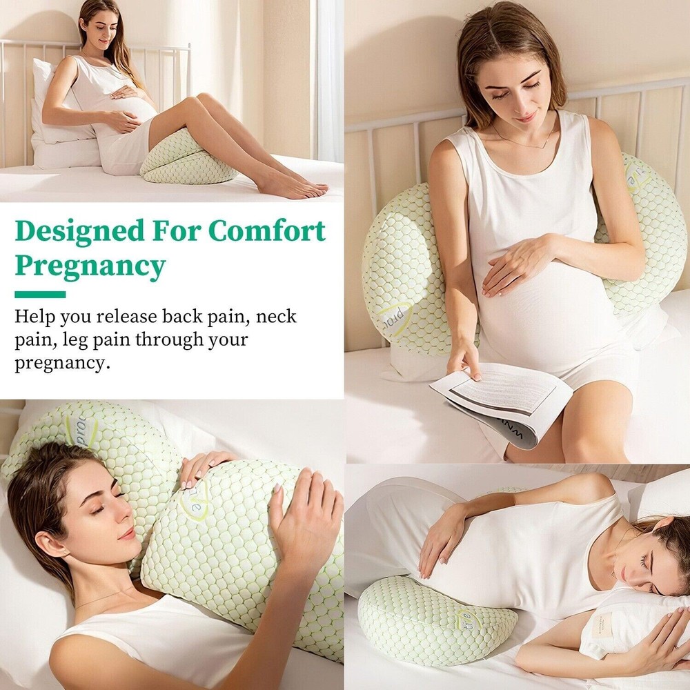 Pregnancy Support Pillow Adjustable & Detachable Support Back, Legs, Belly & Hip