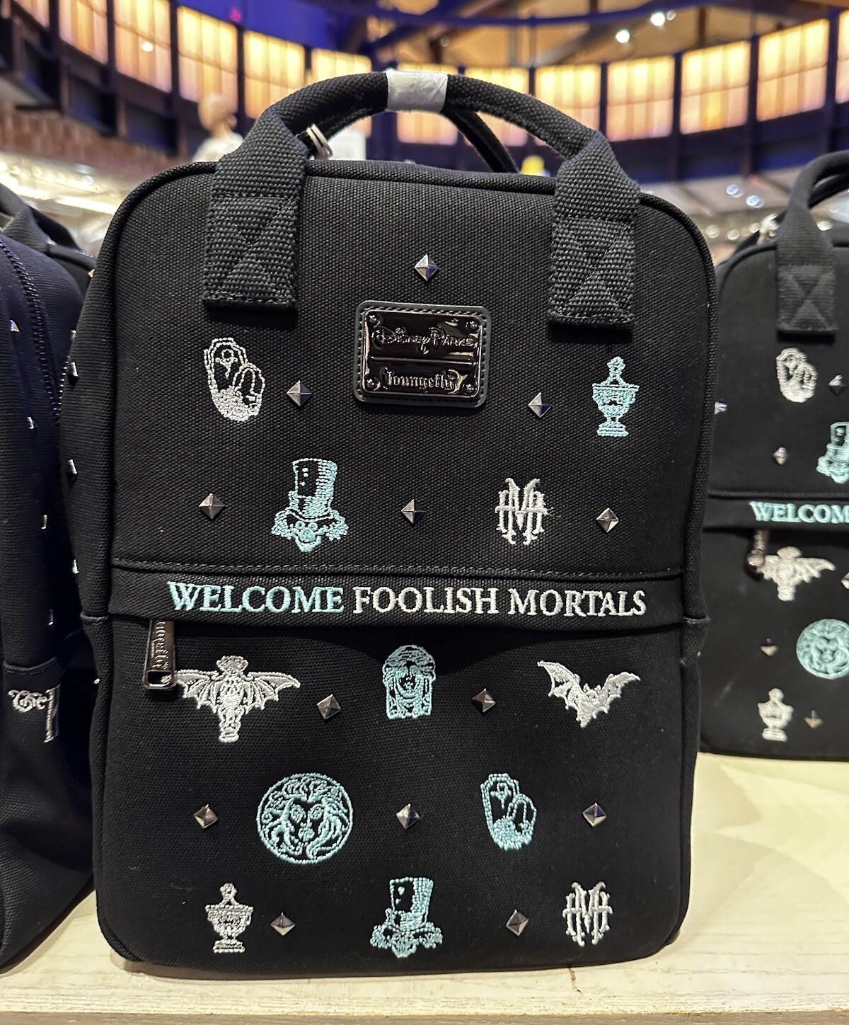 2024 Disney Parks Loungefly Haunted Mansion Canvas Backpack Leota Hatbox Ghost