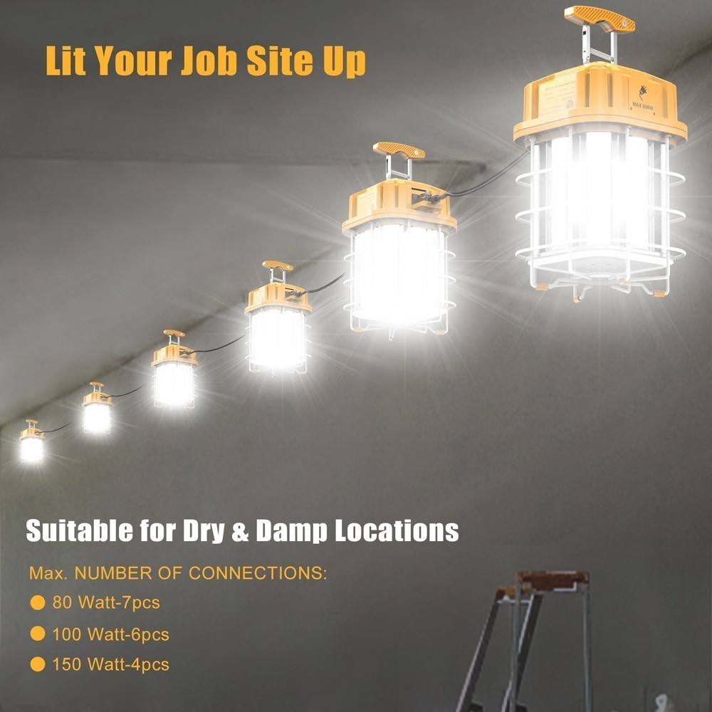 150W LED Temporary Work Light Linkable Square Work Light 5000k 100-277VAC Yellow